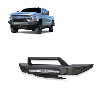 2015-2019 Chevrolet Silverado 2500 Hd Armour Ii Heavy Duty Modular Front Bumper Kit Modular Full Set (Bumper, Bull Nose, & Skid Plate)& Includes 1 30in LED Light Bar | Black Horse Off Road - Image 1