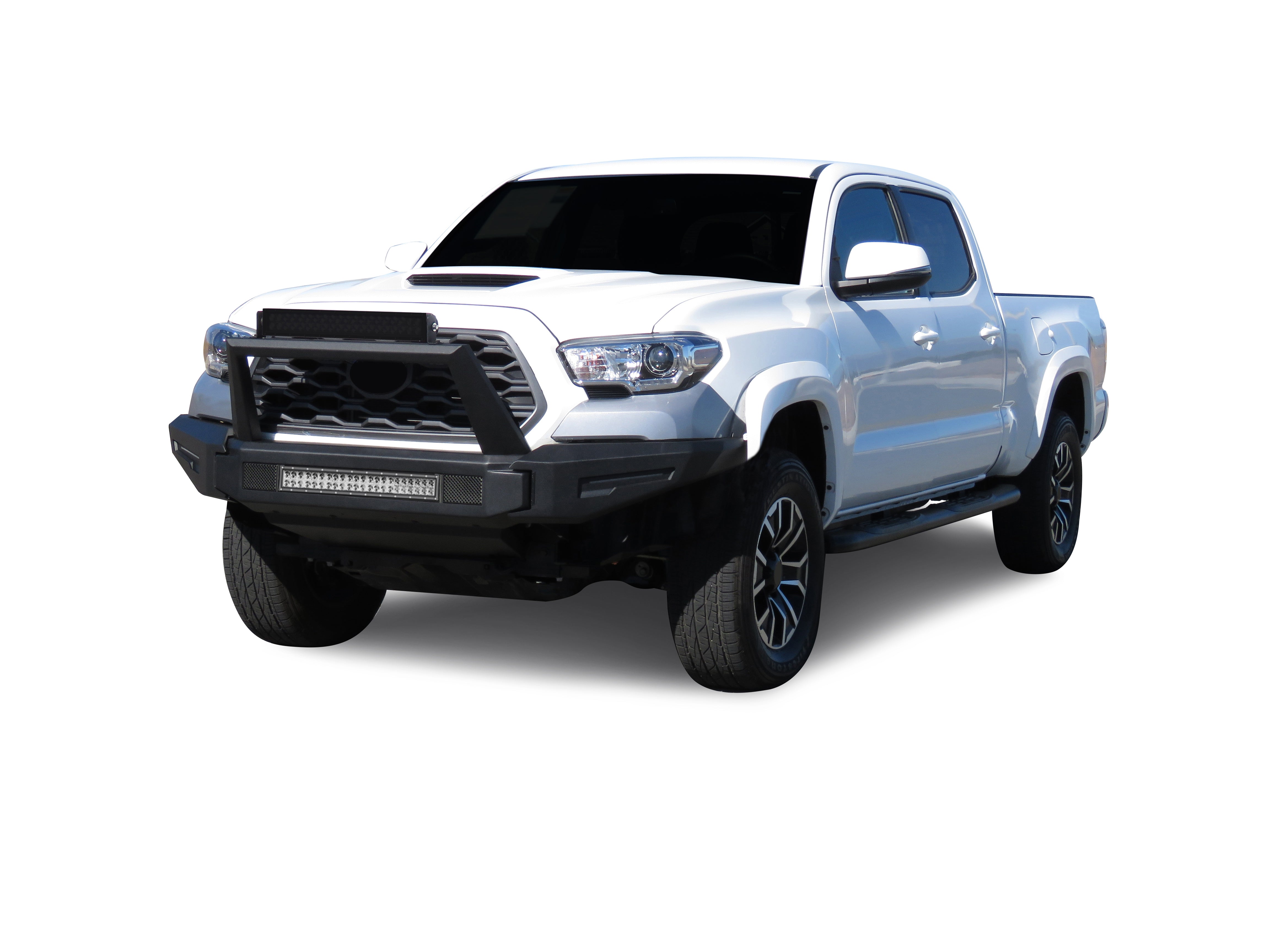 2016-2023 Toyota Tacoma Armour Ii Heavy Duty Modular Front Bumper Kit Modular Full Set (Bumper, Bull Nose, & Skid Plate)& Includes 1 20in Double Row LED Light Bar | Black Horse Off Road - Image 3