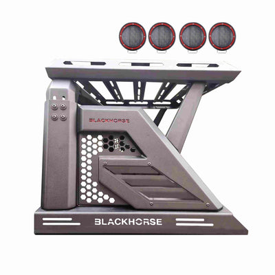 Armour Ii Roll Bar W/Basket Kit 2 sets of 5.3" Dia.  Black LED Flood Lights w/ Harness and Switch & 2nd Box: 57.48*4.72*19.68 inch | Black Horse Off Road - Image 10