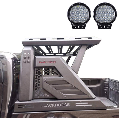 2005-2026 Toyota Tacoma Armour Ii Roll Bar W/Basket Kit 2nd Box: 51.57*4.72*19.68 inch W/ Set of 9" Black Round LED Light | Black Horse Off Road - Image 9