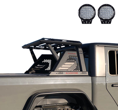 2015-2026 Canyon Armour Ii Roll Bar W/Basket Kit 2nd Box: 51.57*4.72*19.68 inch W/ Set of 9" Black Round LED Light | Black Horse Off Road - Image 7