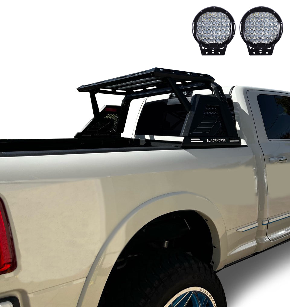 2005-2021 Nissan Frontier Armour Ii Roll Bar W/Basket Kit 2nd Box: 51.57*4.72*19.68 inch W/ Set of 9" Black Round LED Light | Black Horse Off Road - Image 8