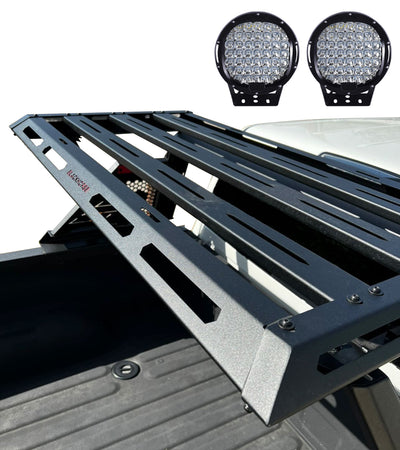 2005-2021 Nissan Frontier Armour Ii Roll Bar W/Basket Kit 2nd Box: 51.57*4.72*19.68 inch W/ Set of 9" Black Round LED Light | Black Horse Off Road - Image 9