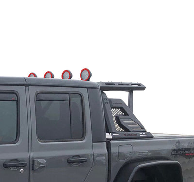 2005-2021 Nissan Frontier Armour Ii Roll Bar W/Basket Kit 2 sets of 5.3" Dia.  Black LED Flood Lights w/ Harness and Switch & 2nd Box: 51.57*4.72*19.68 inch | Black Horse Off Road - Image 1