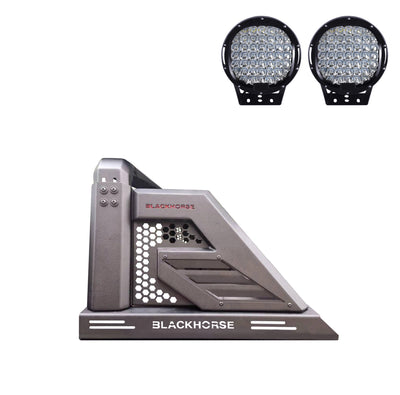 2019-2026 Ford Ranger Armour Ii Roll Bar Kit W/ Set of 9" Black Round LED Light | Black Horse Off Road - Image 1
