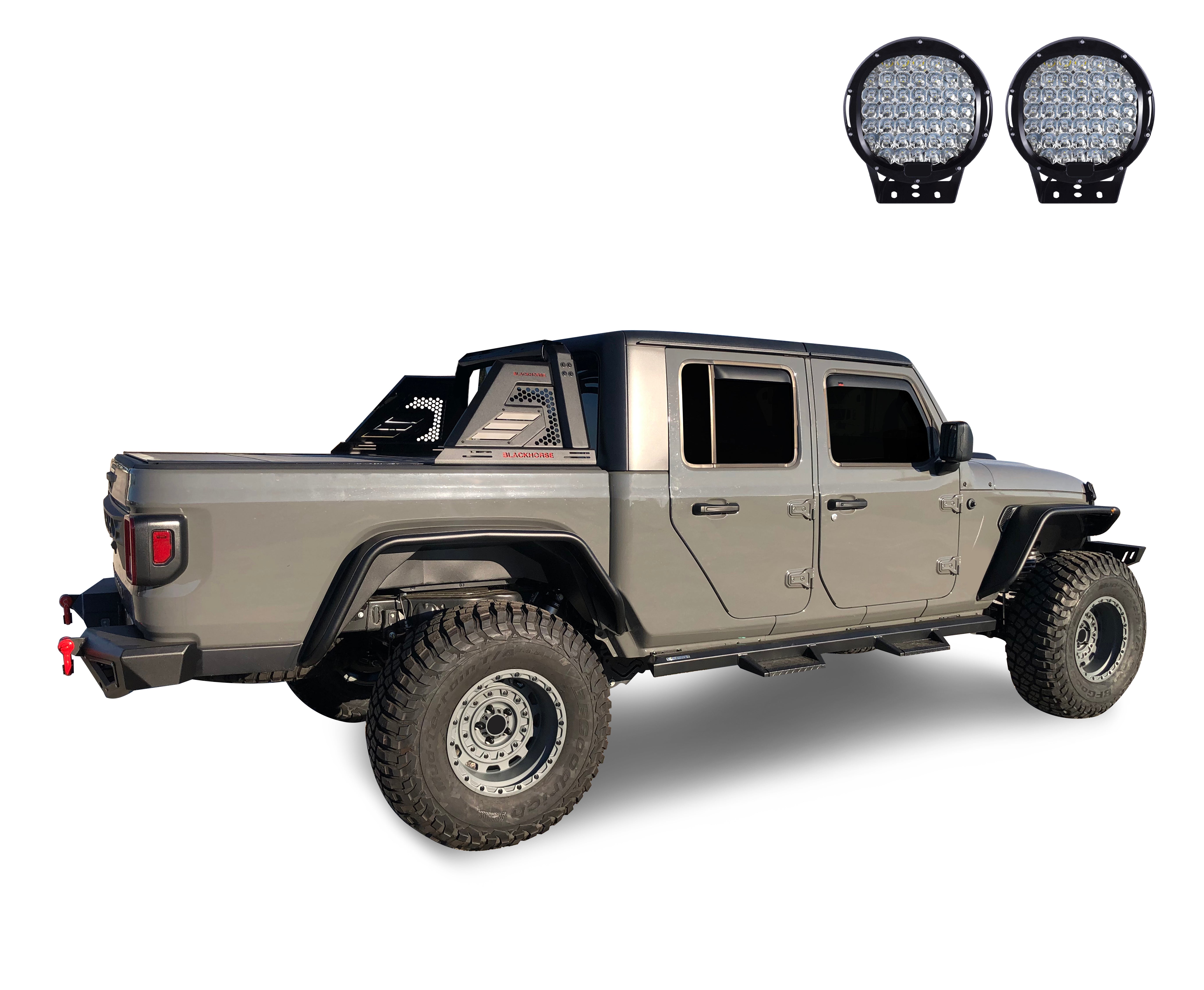 2019-2026 Jeep Gladiator Armour Ii Roll Bar Kit W/ Set of 9" Black Round LED Light | Black Horse Off Road - Image 5