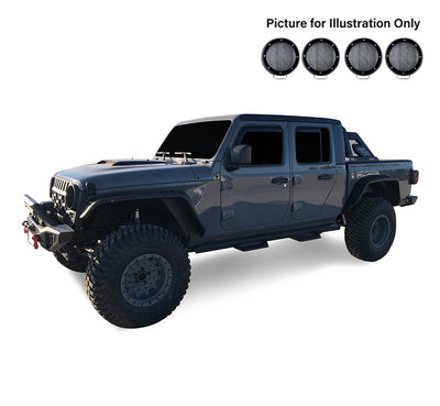 2019-2026 Jeep Gladiator Armour Ii Roll Bar Kit 2 sets of 5.3" Dia.  Black LED Flood Lights w/ Harness and Switch | Black Horse Off Road - Image 2