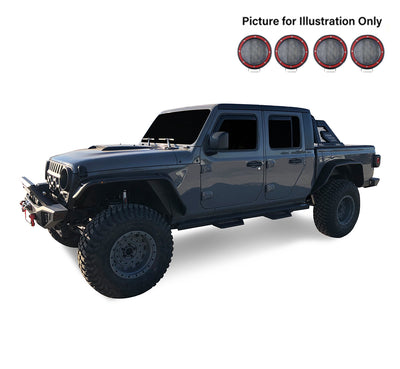 2019-2026 Jeep Gladiator Armour Ii Roll Bar Kit 2 sets of 5.3" Dia.  Black LED Flood Lights w/ Harness and Switch | Black Horse Off Road - Image 2