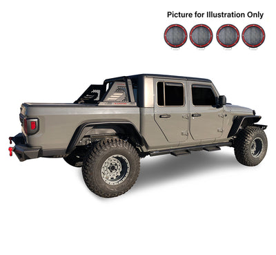 2019-2026 Jeep Gladiator Armour Ii Roll Bar Kit 2 sets of 5.3" Dia.  Black LED Flood Lights w/ Harness and Switch | Black Horse Off Road - Image 3
