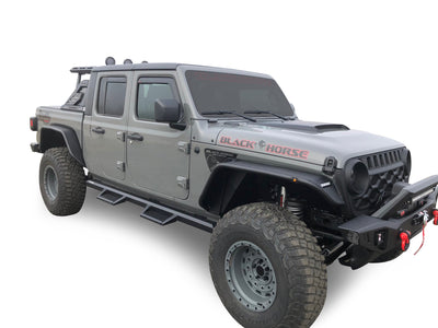 2019-2026 Jeep Gladiator Armour Ii Roll Bar W/Basket Kit 2 sets of 5.3" Dia.  Black LED Flood Lights w/ Harness and Switch & 2nd Box: 51.57*4.72*19.68 inch | Black Horse Off Road - Image 9