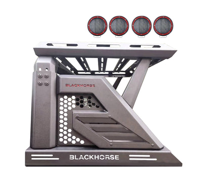 2019-2026 Jeep Gladiator Armour Ii Roll Bar W/Basket Kit 2 sets of 5.3" Dia.  Black LED Flood Lights w/ Harness and Switch & 2nd Box: 51.57*4.72*19.68 inch | Black Horse Off Road - Image 9