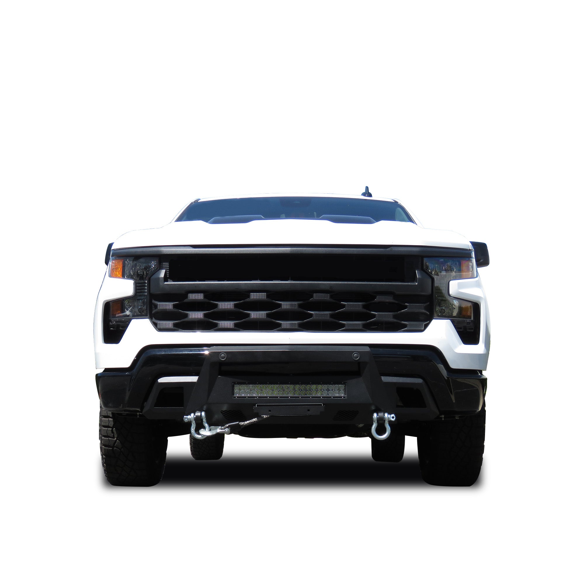 2022-2026 Chevrolet Silverado 1500 Armour Iii Heavy Duty Front Winch Bumper Kit & Winch Comes with 20" Single Row Light Bar & 12K Synthetic Rope Winch | Black Horse Off Road - Image 4