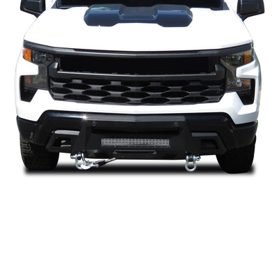 2022-2026 Chevrolet Silverado 1500 Armour Iii Heavy Duty Front Winch Bumper Kit & Winch Comes with 20" Single Row Light Bar & 12K Synthetic Rope Winch | Black Horse Off Road - Image 9
