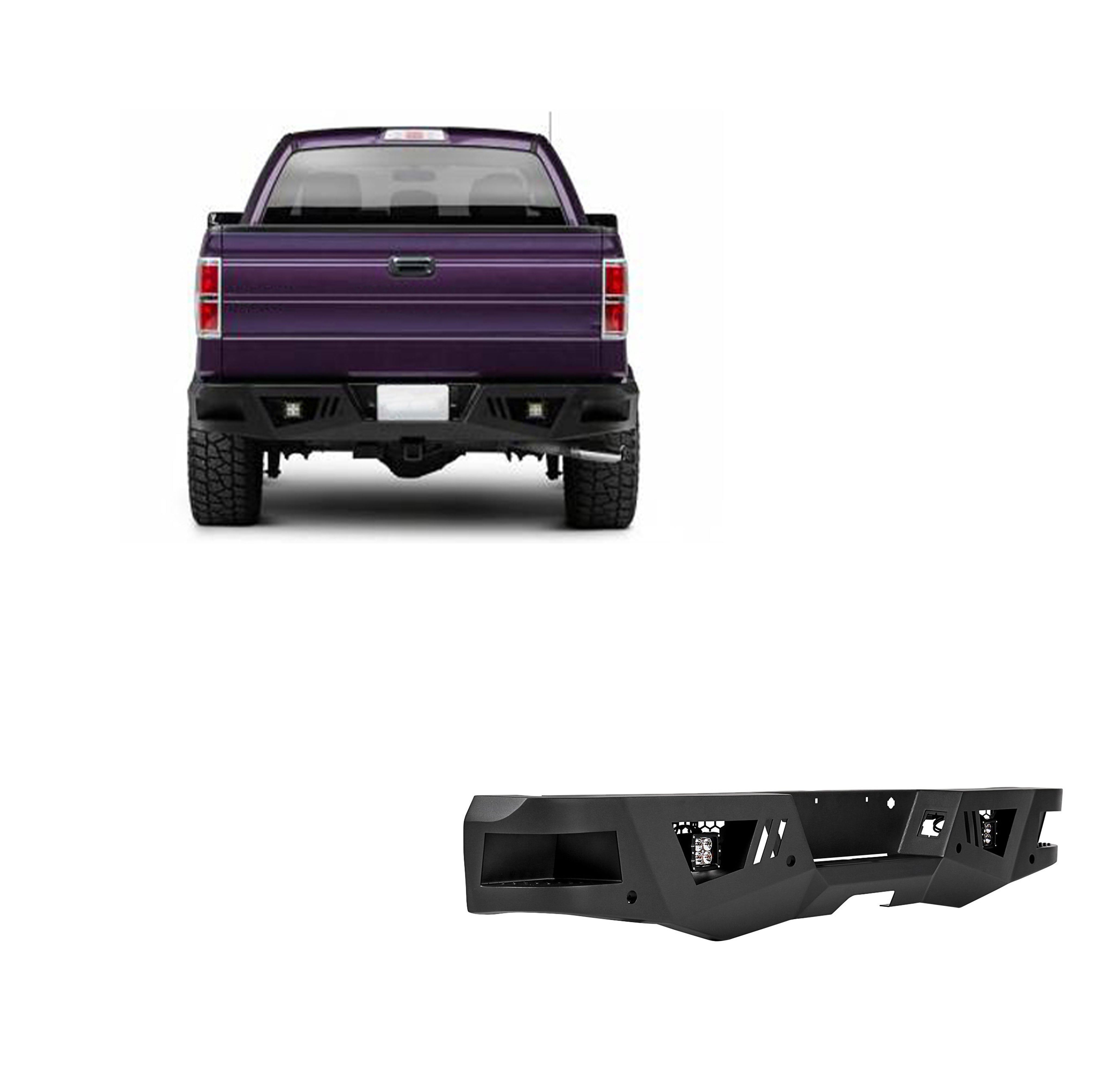 2006-2014 Ford F-150 Armour Heavy Duty Rear Bumper Kit Includes 1 set of 4in cube lights | Black Horse Off Road - Image 1