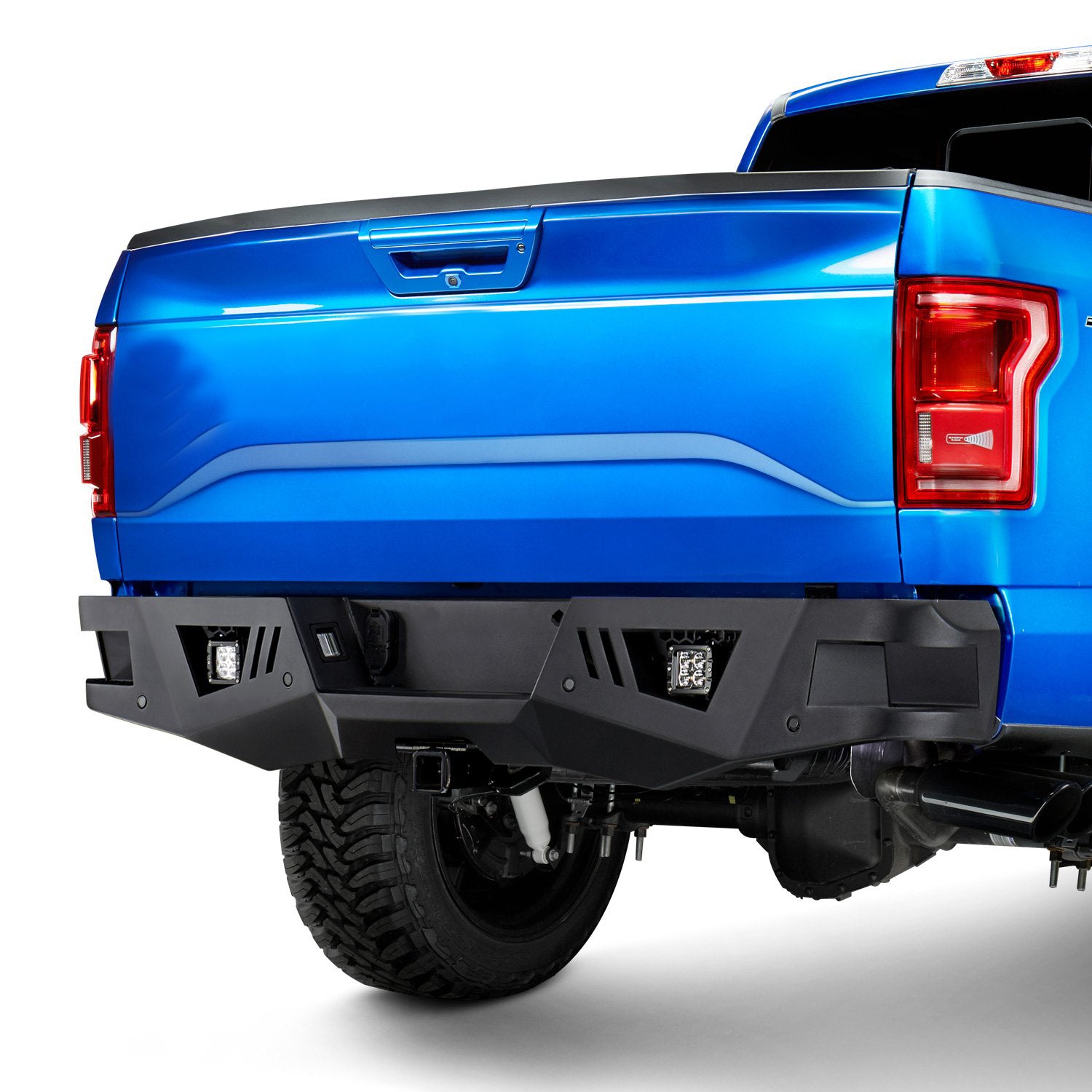 2015-2020 Ford F-150 Armour Heavy Duty Rear Bumper Kit Includes 1 set of 4in cube lights | Black Horse Off Road - Image 3