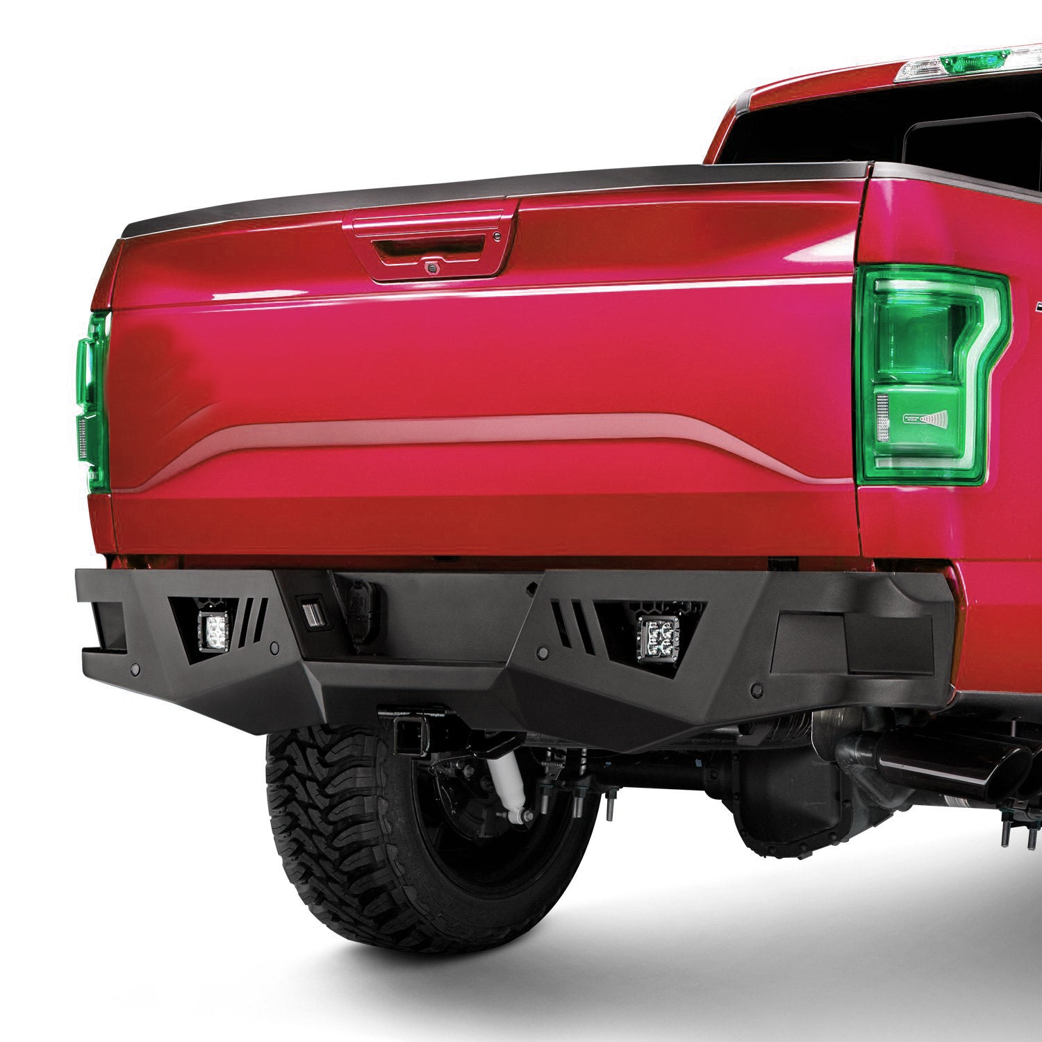 2015-2020 Ford F-150 Armour Heavy Duty Rear Bumper Kit Includes 1 set of 4in cube lights | Black Horse Off Road - Image 4