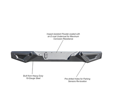 2020-2026 Jeep Gladiator Armour Heavy Duty Rear Bumper No lights included | Black Horse Off Road - Image 6