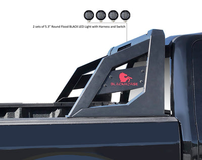 2005-2021 Nissan Frontier Armour Roll Bar Kit 2 sets of 5.3" Dia.  Black LED Flood Lights w/ Harness and Switch | Black Horse Off Road - Image 8