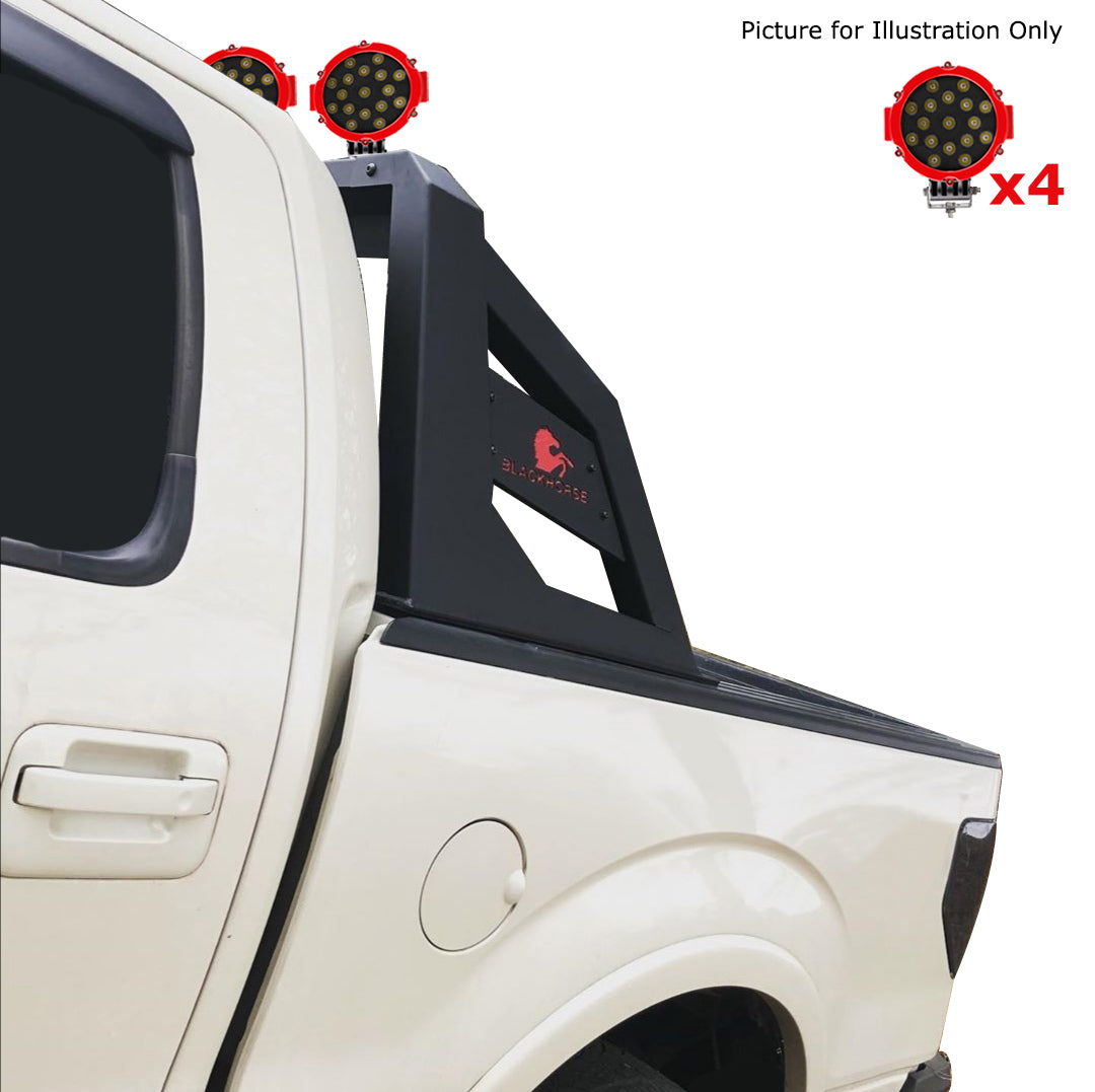 2005-2021 Nissan Frontier Armour Roll Bar Kit Incl. 2 pairs of 7.0"Dia.  LED  Lights w/Red Trim Rings w/ Wiring Harness and Switch | Black Horse Off Road - Image 1