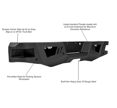 2007-2019 Sierra 1500 Armour Heavy Duty Rear Bumper No lights included | Black Horse Off Road - Image 5