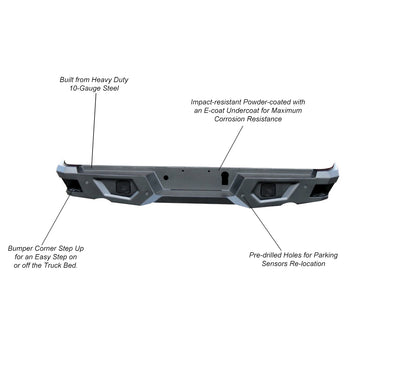 2019-2026 Sierra 1500 Armour Heavy Duty Rear Bumper No lights included | Black Horse Off Road - Image 9