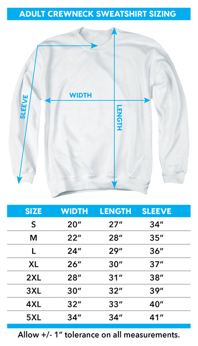 Adult crewneck sweatshirt size chart