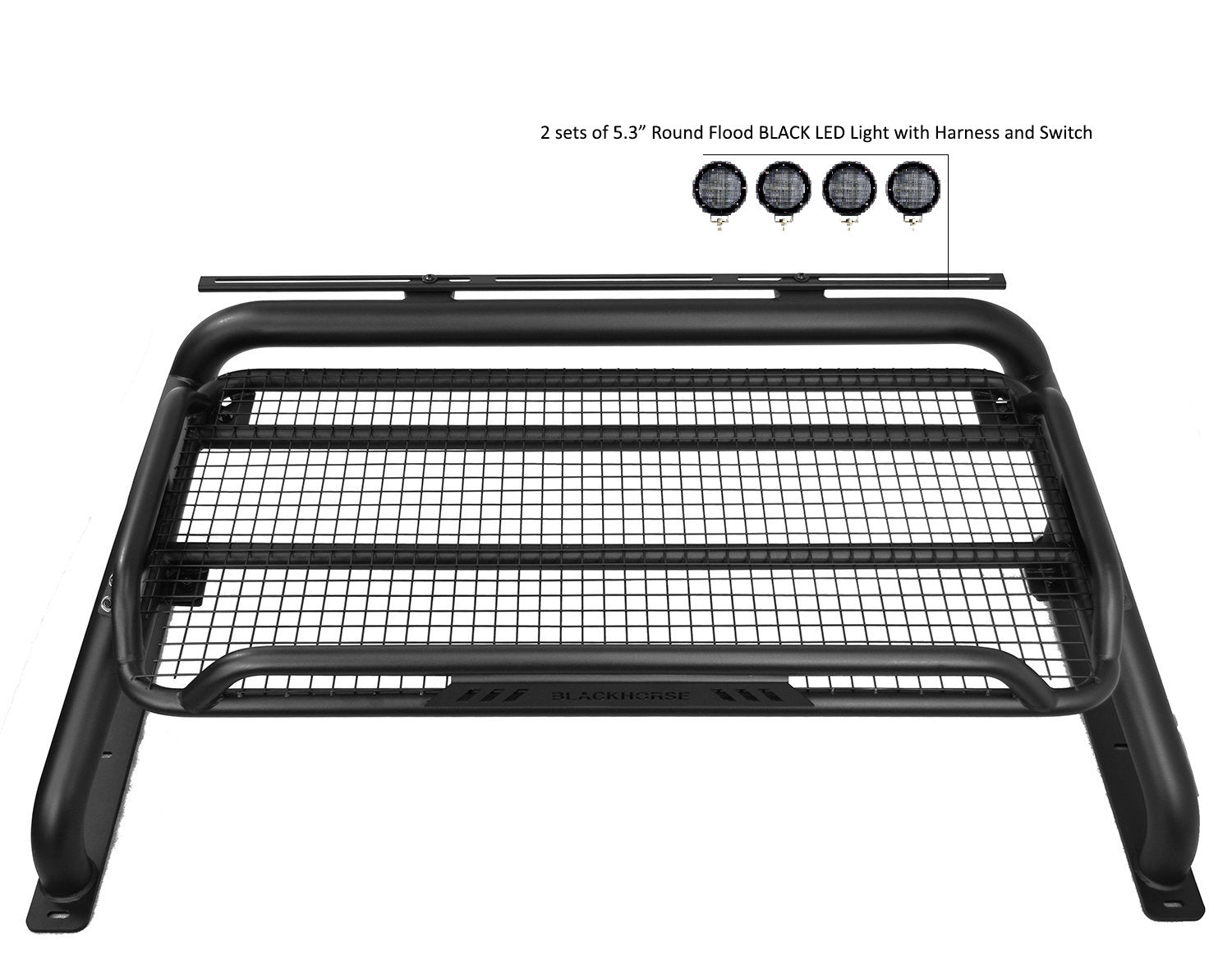 2005-2021 Nissan Frontier Atlas Roll Bar Kit 2 sets of 5.3" Dia.  Black LED Flood Lights w/ Harness and Switch | Black Horse Off Road - Image 10