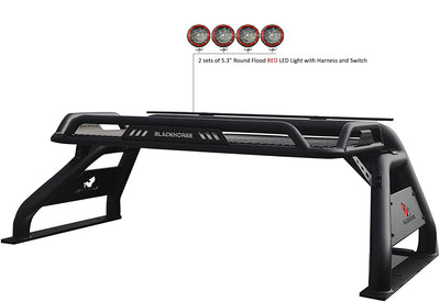 2005-2021 Nissan Frontier Atlas Roll Bar Kit 2 sets of 5.3" Dia.  Black LED Flood Lights w/ Harness and Switch | Black Horse Off Road - Image 4