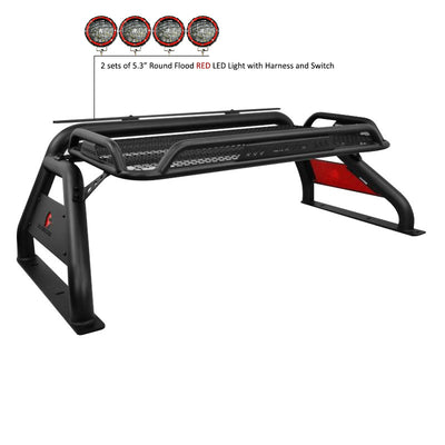 2005-2021 Nissan Frontier Atlas Roll Bar Kit 2 sets of 5.3" Dia.  Black LED Flood Lights w/ Harness and Switch | Black Horse Off Road - Image 5