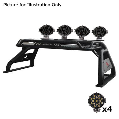 2015-2026 Toyota Tacoma Atlas Roll Bar Kit Incl. 2 pairs of 7.0"Dia.  LED  Lights w/ Black Trim Rings w/ Wiring Harness and Switch | Black Horse Off Road - Image 2
