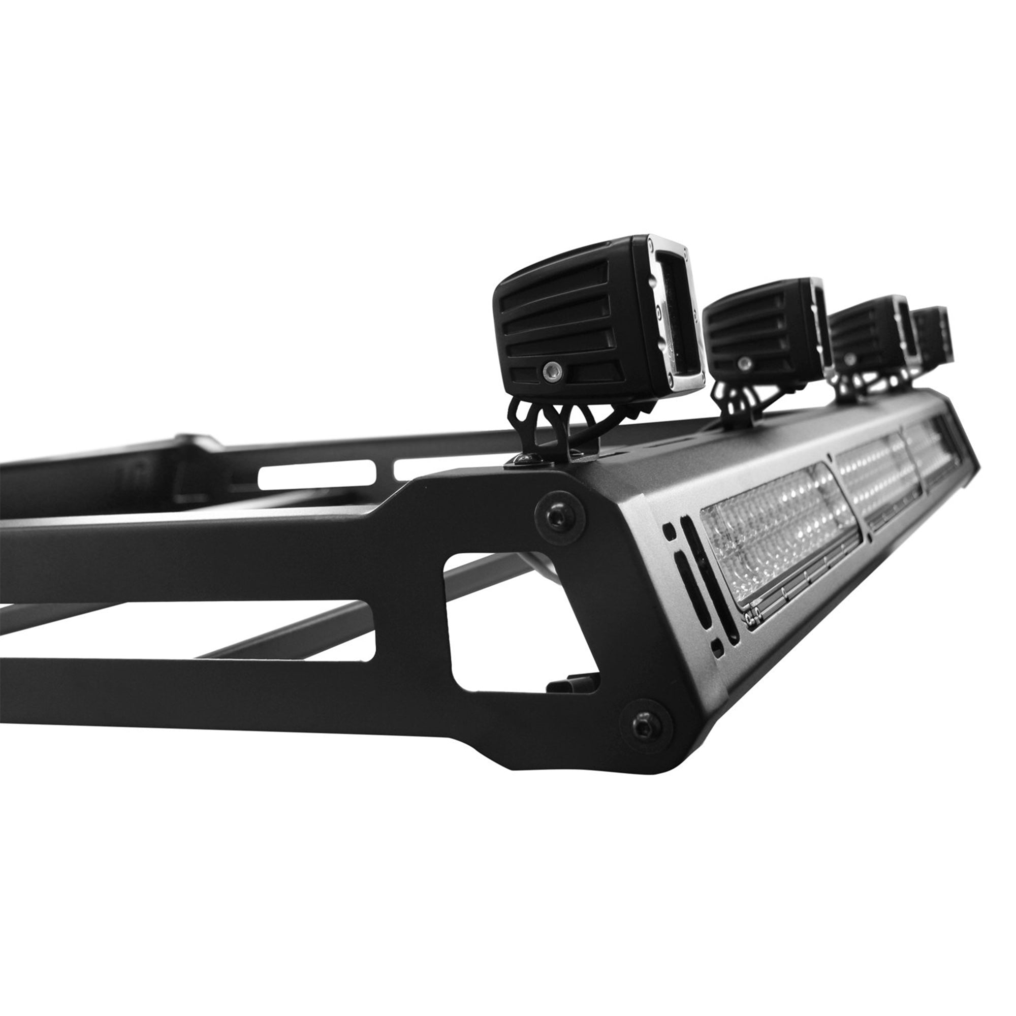 1987-2017 Jeep Wrangler Traveler Roof Rack Kit Modular Includes 2 sets of 4in cube lights | Black Horse Off Road - Image 2