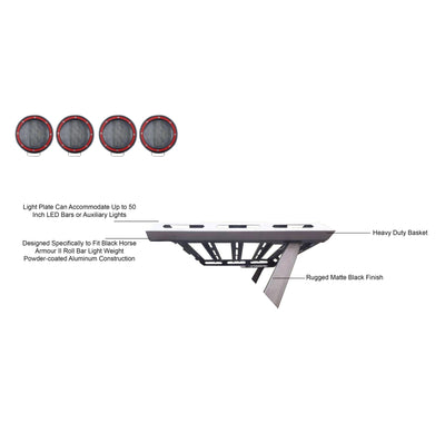 Armour Ii Basket Kit 2 sets of 5.3" Dia.  Black LED Flood Lights w/ Harness and Switch | Black Horse Off Road - Image 8