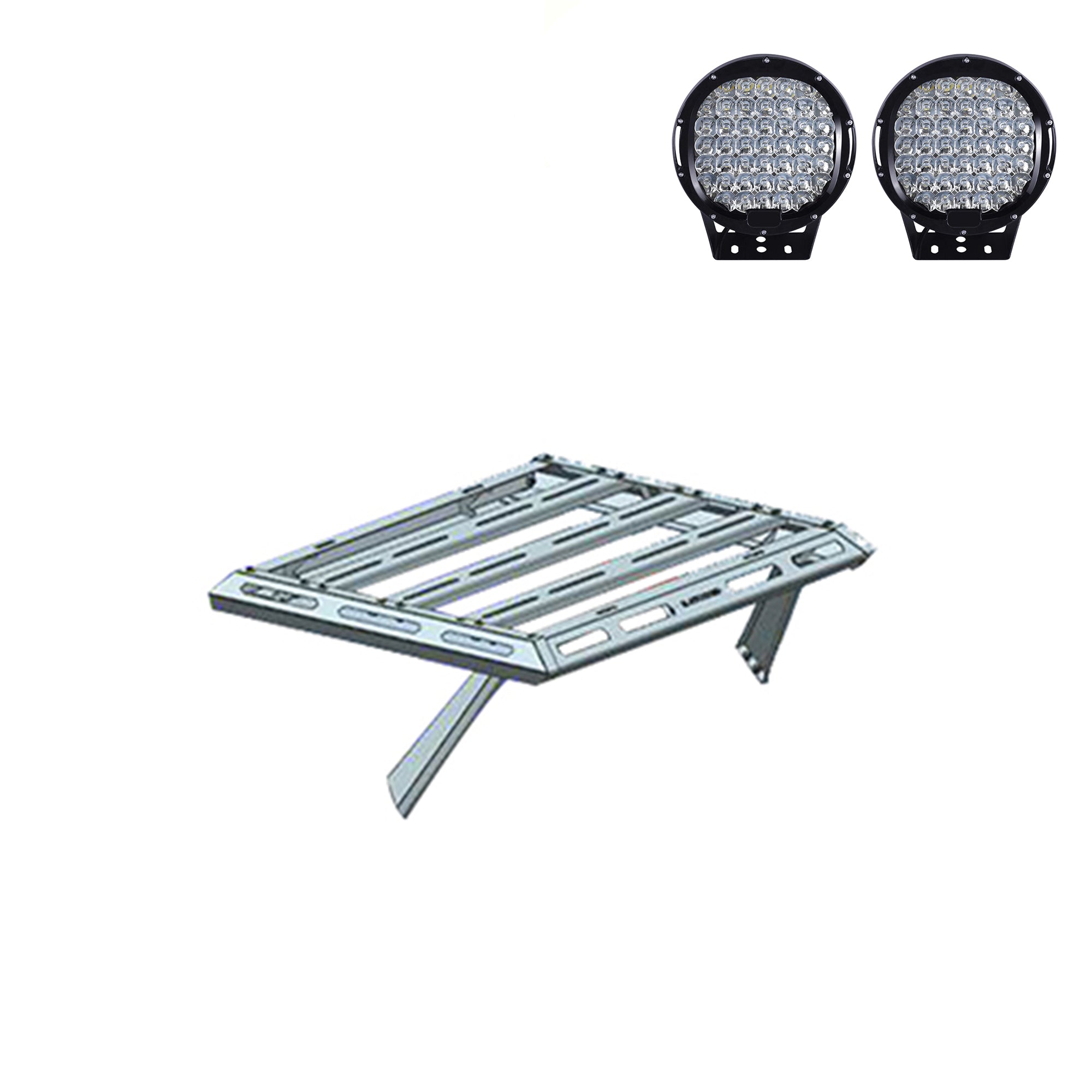 Armour Ii Basket Kit W/ Set of 9" Black Round LED Light | Black Horse Off Road - Image 2
