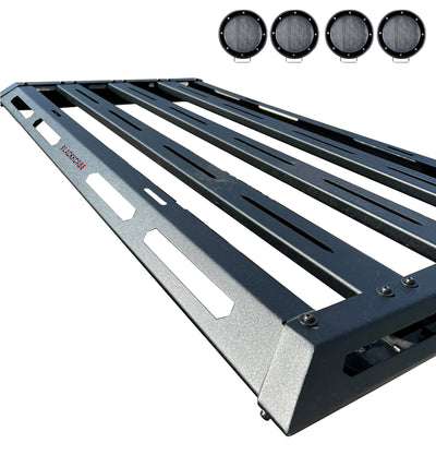 Armour Ii Basket Kit 2 sets of 5.3" Dia.  Black LED Flood Lights w/ Harness and Switch | Black Horse Off Road - Image 1