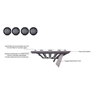Armour Ii Basket Kit 2 sets of 5.3" Dia.  Black LED Flood Lights w/ Harness and Switch | Black Horse Off Road - Image 8