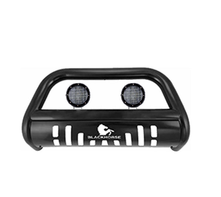 2006-2018 Toyota Rav4 Bull Bar Kit Skid Plate Pair  of 5.3" Dia. LED Flood Lights w/ Black Trim Rings Wiring Harness  and Switch | Black Horse Off Road - Image 1