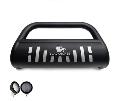 2006-2018 Toyota Rav4 Bull Bar Kit Skid Plate Pair  of 5.3" Dia. LED Flood Lights w/ Black Trim Rings Wiring Harness  and Switch | Black Horse Off Road - Image 3