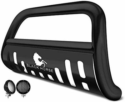 2006-2018 Toyota Rav4 Bull Bar Kit Skid Plate Pair  of 5.3" Dia. LED Flood Lights w/ Black Trim Rings Wiring Harness  and Switch | Black Horse Off Road - Image 4