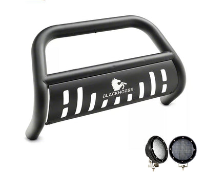 2006-2018 Toyota Rav4 Bull Bar Kit Skid Plate Pair  of 5.3" Dia. LED Flood Lights w/ Black Trim Rings Wiring Harness  and Switch | Black Horse Off Road - Image 5