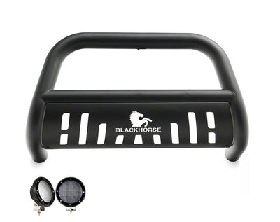 2006-2018 Toyota Rav4 Bull Bar Kit Skid Plate Pair  of 5.3" Dia. LED Flood Lights w/ Black Trim Rings Wiring Harness  and Switch | Black Horse Off Road - Image 6