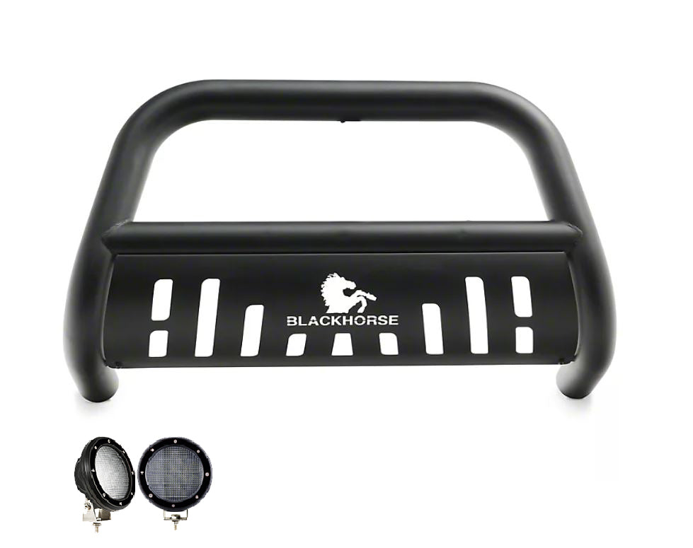 2006-2018 Toyota Rav4 Bull Bar Kit Skid Plate Pair  of 5.3" Dia. LED Flood Lights w/ Black Trim Rings Wiring Harness  and Switch | Black Horse Off Road - Image 6