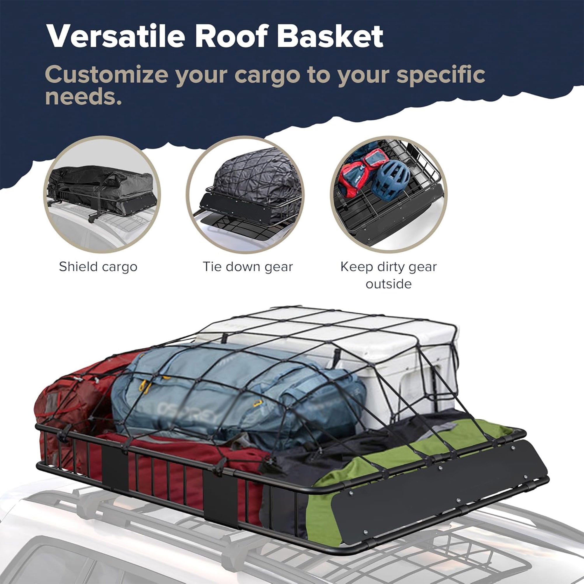 Universal  Voyager Roof Top Cargo Basket Modular | Black Horse Off Road - Image 3