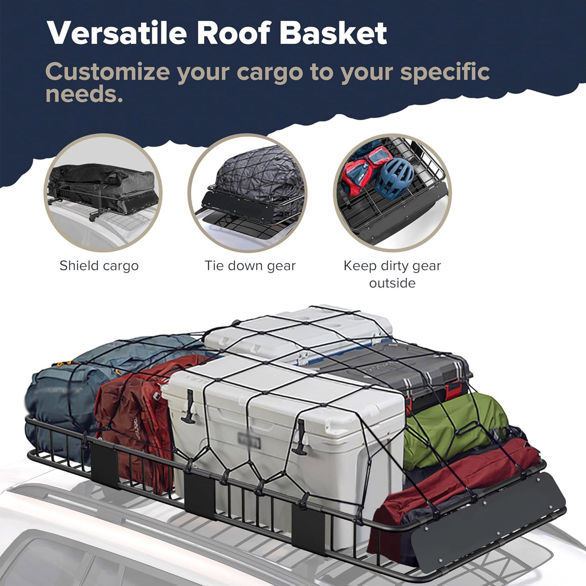 Universal  Voyager Roof Top Cargo Basket Modular | Black Horse Off Road - Image 3