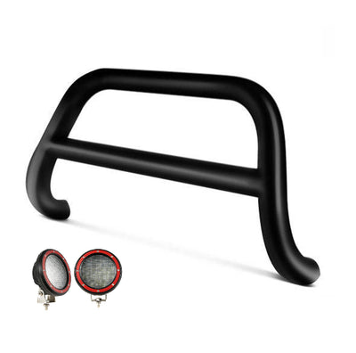 2001-2005 Ford Explorer Sport A Bar Kit Pair  of 5.3" Dia. LED Flood Lights w/ Red Trim Rings Wiring Harness  and Switch | Black Horse Off Road - Image 1