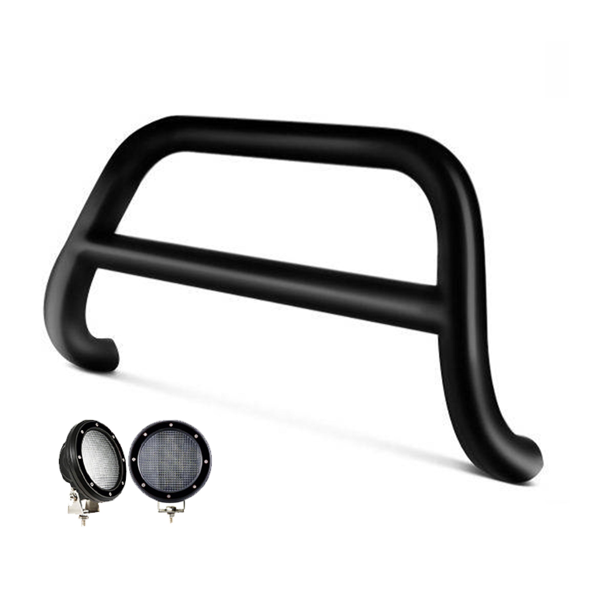 2008-2017 Jeep Patriot A Bar Kit Pair  of 5.3" Dia. LED Flood Lights w/ Black Trim Rings Wiring Harness  and Switch | Black Horse Off Road - Image 1