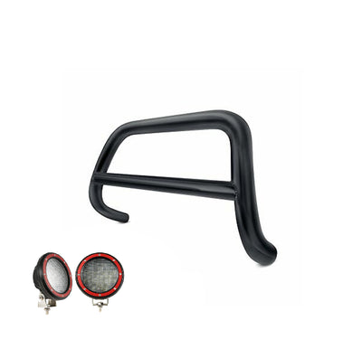 2008-2017 Jeep Patriot A Bar Kit Pair  of 5.3" Dia. LED Flood Lights w/ Red Trim Rings Wiring Harness  and Switch | Black Horse Off Road - Image 2
