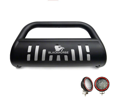 2003-2009 Lexus Gx470 / Toyota 4Runner Bull Bar Kit Skid Plate Pair  of 5.3" Dia. LED Flood Lights w/ Red Trim Rings Wiring Harness  and Switch | Black Horse Off Road - Image 3