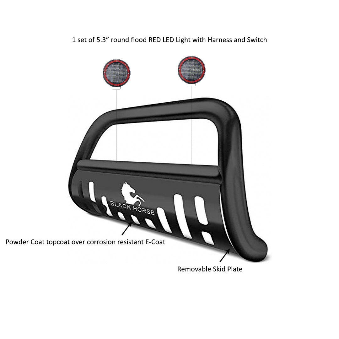 2003-2009 Lexus Gx470 / Toyota 4Runner Bull Bar Kit Skid Plate Pair  of 5.3" Dia. LED Flood Lights w/ Red Trim Rings Wiring Harness  and Switch | Black Horse Off Road - Image 5
