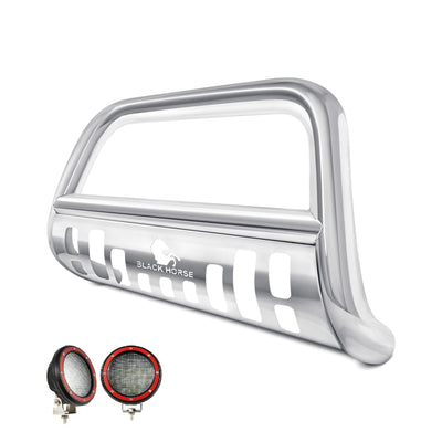 2008-2022 Lexus Lx570 / Toyota Land Cruiser Bull Bar Kit Skid Plate Pair  of 5.3" Dia. LED Flood Lights w/ Red Trim Rings Wiring Harness  and Switch | Black Horse Off Road - Image 2
