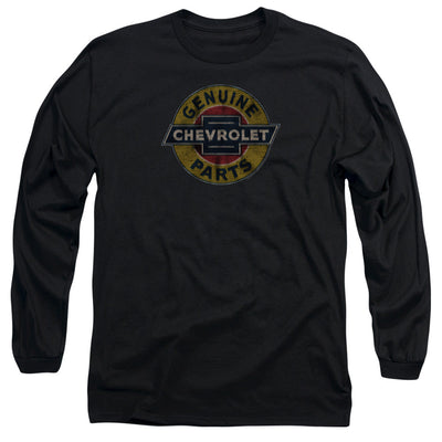 Chevrolet Genuine Chevy Parts Distressed Sign-Adult Long Sleeve-Black